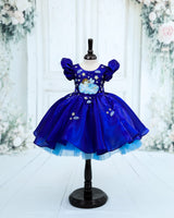 Jimmy Choo Puff Sleeve Nature Fantasy Fairy Calf Length Frock - Royal Blue (New)