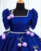 Jimmychoo Mutton sleeve Tulip hanging Kneee-Length Gown-Royal Blue & Pink Lavender(New)