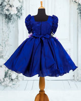 Jimmychoo Mutton sleeve Tulip hanging Kneee-Length Gown-Royal Blue & Pink Lavender(New)
