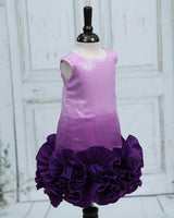 Deep Lilac & Purple Sequence Georgette Frilled Bottom A-line Knee-Length Gown for Baby Girl (New)
