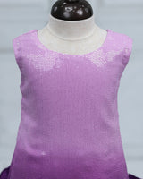 Deep Lilac & Purple Sequence Georgette Frilled Bottom A-line Knee-Length Gown for Baby Girl (New)