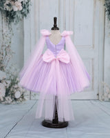Lavender Net Satin Candy-Themed Fit & Flare Knee-Length Frock for Baby Girl (New)