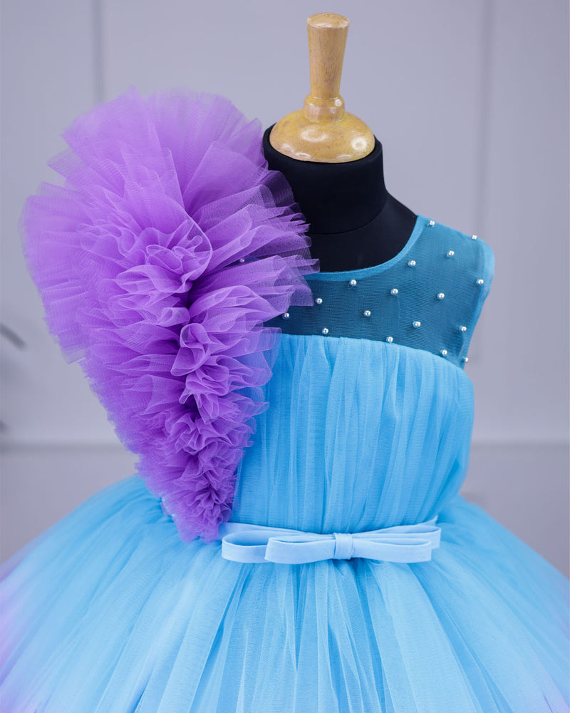 Kids Blue with Lavender Ombre Frock Online | Couture Gowns for Kids Online