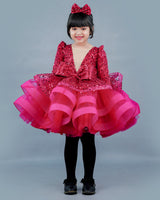 Wine red twinkle party wear frock