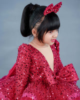 Wine red twinkle party wear frock