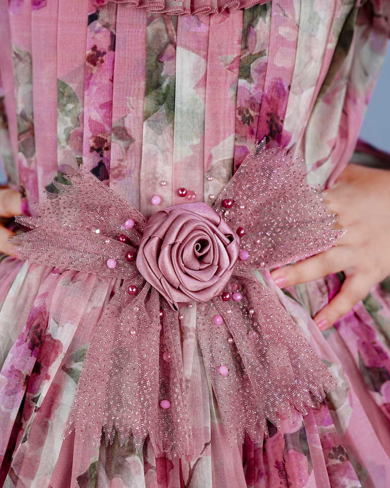 Kids Onion Pink Organza Frock Online Buy Floral Organza Frock