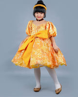 Kids Mustard yellow Printed Frock Online | Buy Designer Party Wear Gowns Online