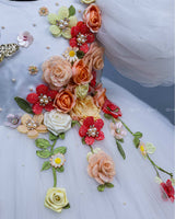 White Fairy Tale Dress Highlighted with Flowers & Butterflies