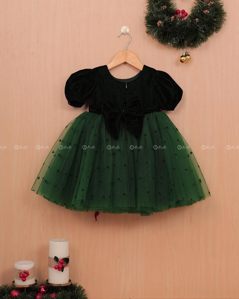 Forest  Green  Heart  Theme Simple Frock.