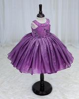 Fendi Sleeveless Umbrella Gown Embroidery Leaf & Flower Calf Length Frock - Grape Purple(New)