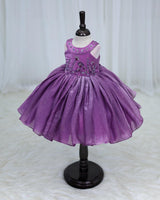 Fendi Sleeveless Umbrella Gown Embroidery Leaf & Flower Calf Length Frock - Grape Purple(New)