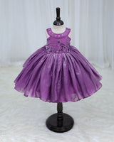 Fendi Sleeveless Umbrella Gown Embroidery Leaf & Flower Calf Length Frock - Grape Purple(New)