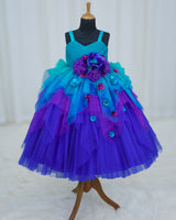 Peacock Ombre Asymmetrical Layered Gown