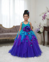 Peacock Ombre Asymmetrical Layered Gown