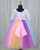 3D Unicorn Theme Gown with Multi-Color Tulle