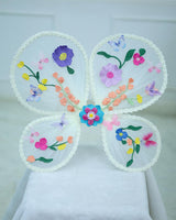 Ivory Wings with Multi Colour Floral Embroidery Detailing