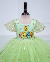 Songbird Theme Tea Green Scalloped Gown