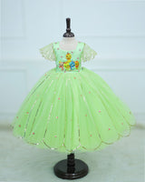 Songbird Theme Tea Green Scalloped Gown
