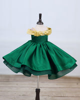 Dark Green Cold Shoulder Twirl Gown