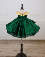 Dark Green Cold Shoulder Twirl Gown