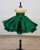Dark Green Cold Shoulder Twirl Gown