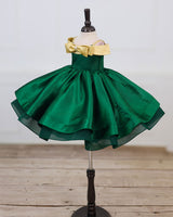 Dark Green Cold Shoulder Twirl Gown