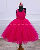 Monarch Butterfly Theme Gown in Hot Pink Color with Detachable Wings and Belt