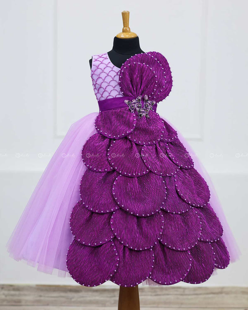 Mermaid Theme Dress in Purple and Lavender Color Made with 2 in 1 Pattern