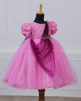 Purple and Pink Gown with Draped Duppatta