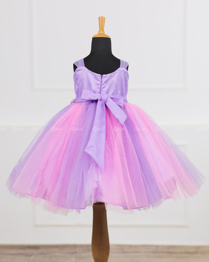 Pink & Lavender Ball Gown Embellished with Pearls & Pastel Flowers