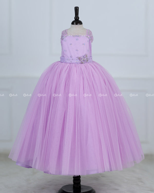Butterfly Gown in Lavender Pink Color with Handwork Detachable Belt