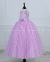Butterfly Gown in Lavender Pink Color with Handwork Detachable Belt