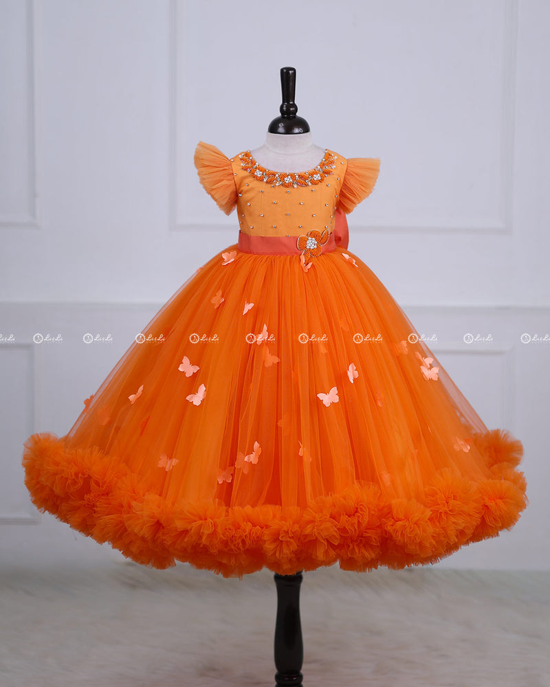 Pappaya Orange And Tangrine Orange Combo 3-in-1 Gown