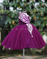 Monarch Butterfly Theme Gown in Plum Purple Color with Detachable Wings and Belt