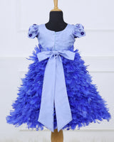 Royal blue feather frock with a beautifully hand-embellished yoke