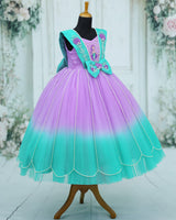 Net Sleeveless Ball Gown Mermaid Theme Full-Length Gown - Lavender & Light Turquoise (New)