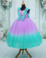 Net Sleeveless Ball Gown Mermaid Theme Full-Length Gown - Lavender & Light Turquoise (New)
