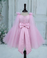 Net Sleeveless with Bow & Trail Fit & Flare Bead & Stone Work Full Length Gown - Cherry Blossom(New)