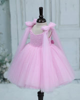 Net Sleeveless with Bow & Trail Fit & Flare Bead & Stone Work Full Length Gown - Cherry Blossom(New)