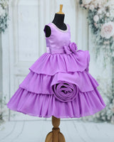 Organza Sleeveless Layered Floral Full Length Gown - Lavender(New)