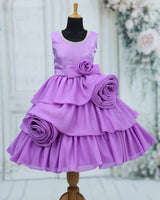 Organza Sleeveless Layered Floral Full Length Gown - Lavender(New)