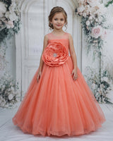 Organza Sleeveless Floral Full Length Ball Gown - Flamingo Pink(New)