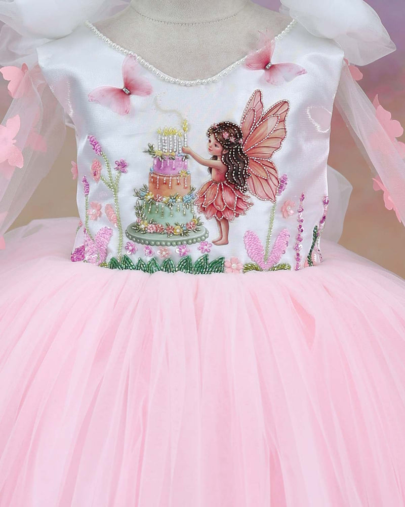 Net Sleeveless Fairy Full Length Gown with Detachable Sleeve Trail & B –  www.liandli.in