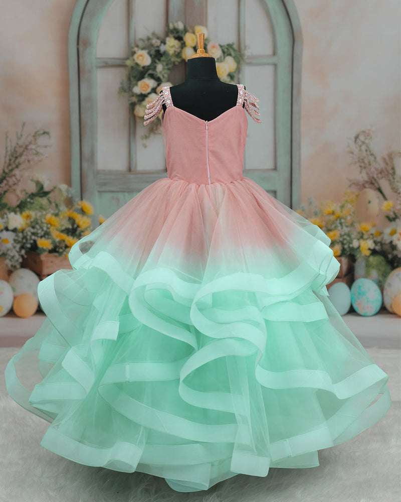 net layered dress Pink Viscose & Net Hand Embroidered Layered Gown Design by December at Pernia's Pop Up Shop 2026