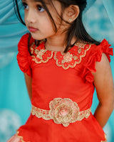 Peach and Red Skirt and Top for Girls Online | Premium Quality Kids Wear Online in India