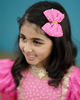 Buy Kids Pink Brocade Pattu Pavada Set Online | Kids Ethnic Wear Online