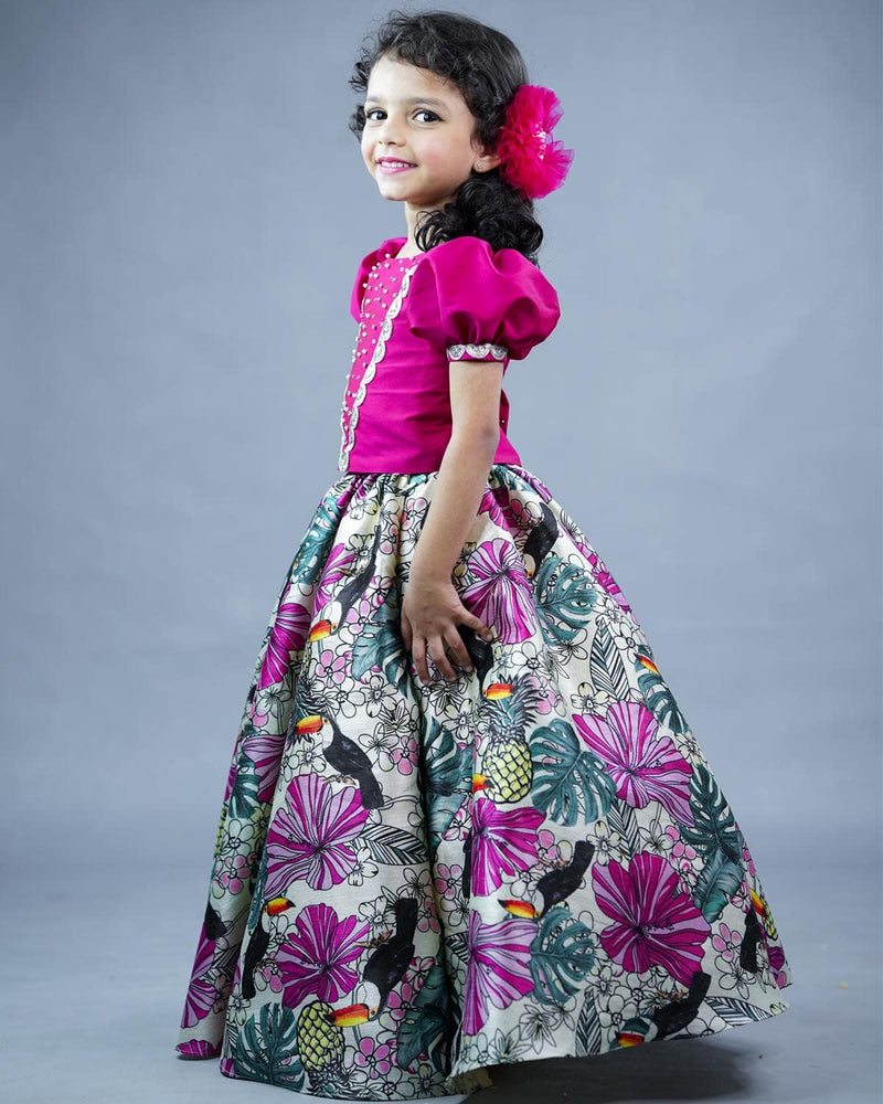 Kids Pink Printed Skirt and Top Online | Kids Ethnic Wear Online
