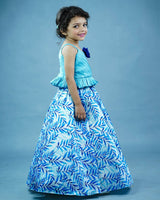 Kids Pleated Strap Top and Printed Skirt Online | Kids Ethnic Wear 