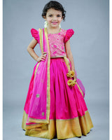 Kids Pink Brocade Lehenga Set Online | Kids Ethnic Wear Online