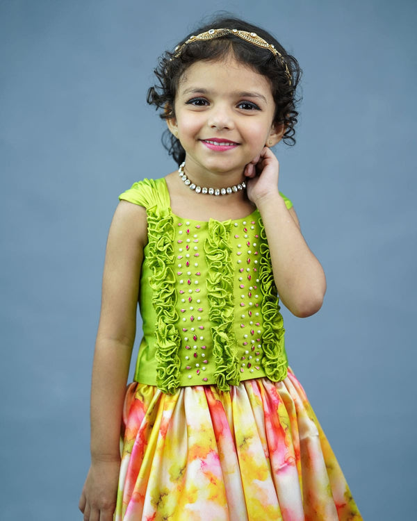 Shibori Skirt and Top for Kids | Kids Party Wear Dresses Online in India
